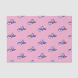 Papel De Seda Chapéu de Cowgirl Roxo Claro - Fundo Rosa