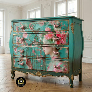 Papel De Seda Chapéu de gaiola de pássaro único com decoupage fl