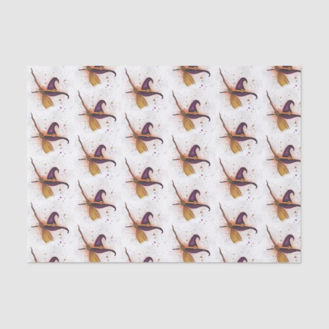 Papel De Seda Chapéu e vassoura de bruxa (Frente )