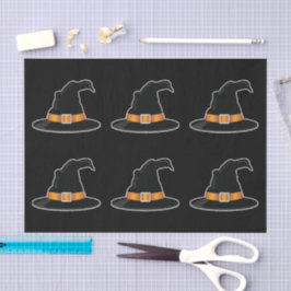 Papel De Seda Chapéus de Bruxa Laranja Padrão de Halloween
