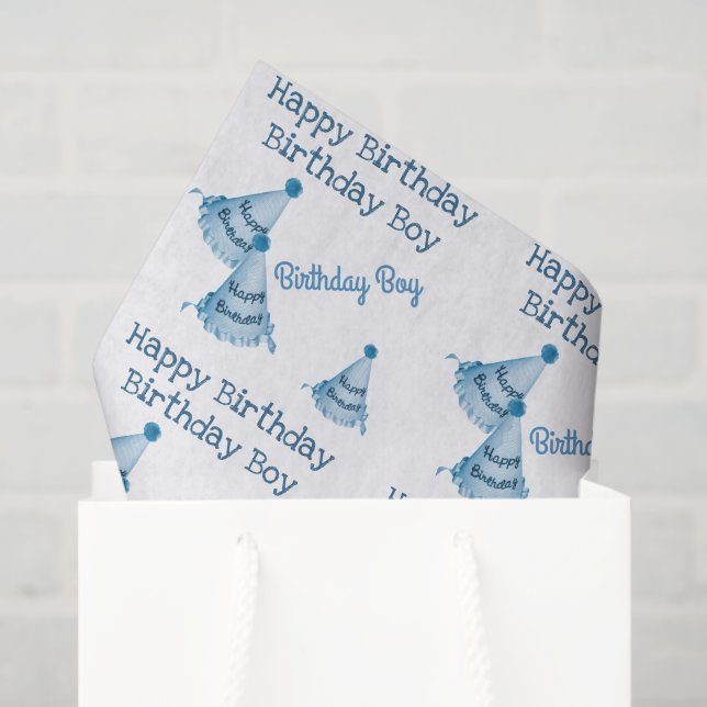 Papel De Seda Chapéus de Festa de Boazinha Feliz e Azul Personal (Sacola de presentes)