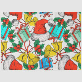 Papel De Seda Chapéus de Santa, Presentes e Sinos