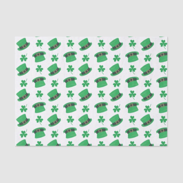 Papel De Seda Chapéus e estilhaços de Leprechaun, de cor branca (Frente )