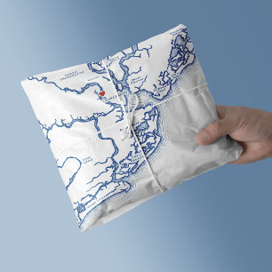 Papel De Seda Charleston Carolina do Sul Mapa Elegante Marinho A