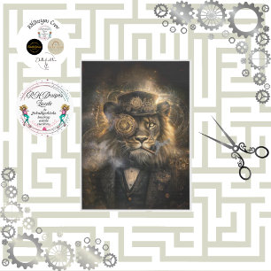 Papel De Seda Charuto de Lion de Lion de Decoupage Intruso