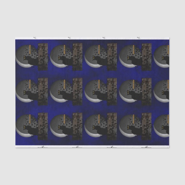 Papel De Seda Chat Noir Chanukah com Menorah (Frente )