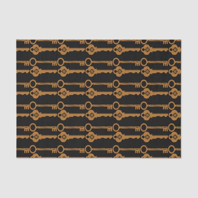 Papel De Seda Chaves Douradas Vintage Steampunk (Frente )