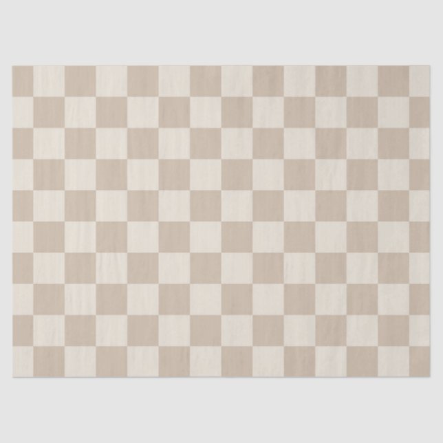 Papel De Seda Checkerboard castanho e bege (Frente )