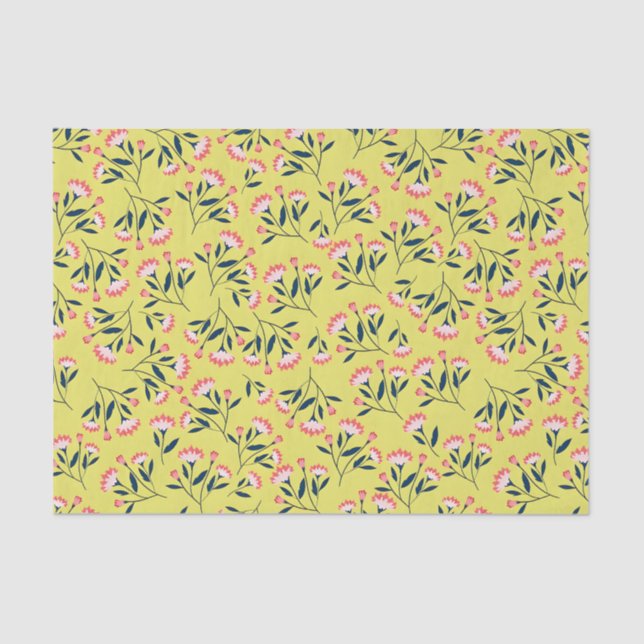 Papel De Seda  Cheerful Floral Pattern: Pink Flowers  (Frente )