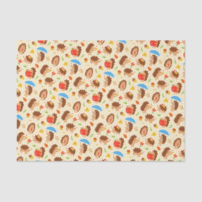 Papel De Seda Cheery Pygmy Hedgehog Mushroom Acorn Nature Lover (Frente )
