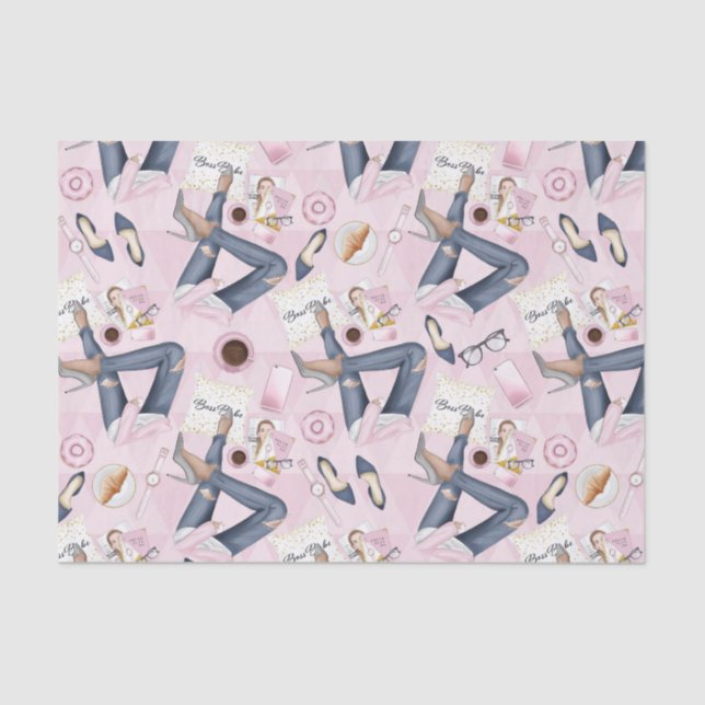 Papel De Seda Chefe de Garota Desenhada Mão (Frente )