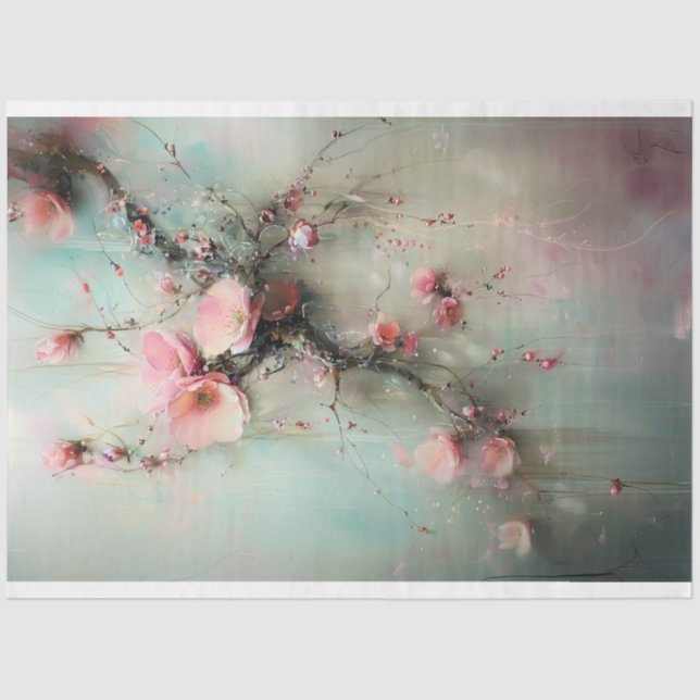 Papel De Seda Cherry Blossom Branch, Realismo Abstrato (Frente )
