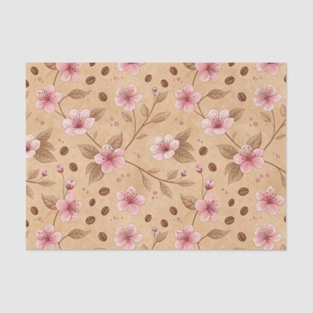 Papel De Seda Cherry Blossom Coffee Cozy Pattern (5) (Frente )