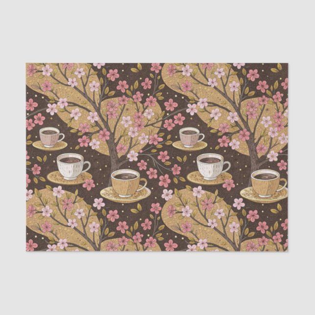 Papel De Seda Cherry Blossom Coffee Cozy Pattern (8) (Frente )
