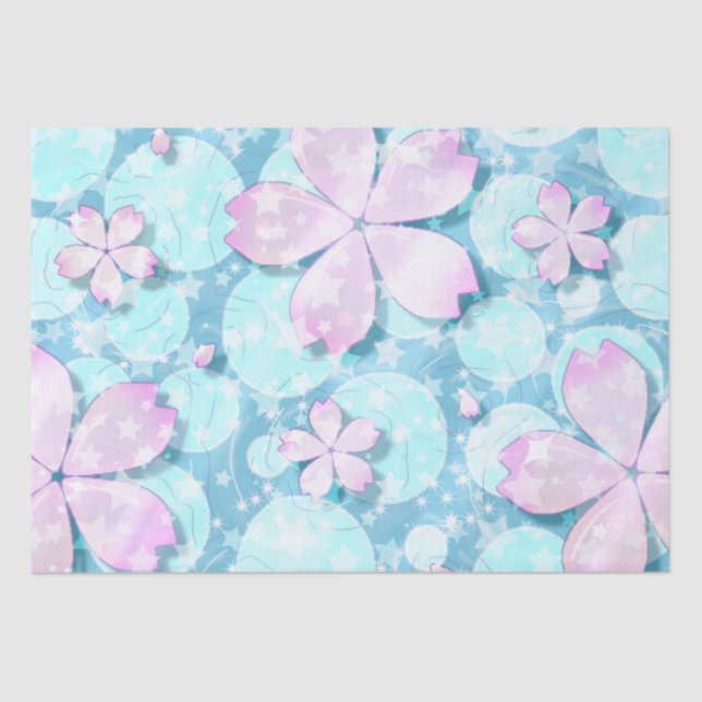 Papel De Seda Cherry Blossom Japonês Kawaii Pond (Frente )