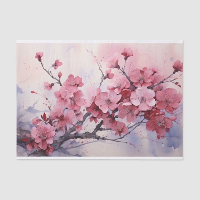 Papel De Seda Cherry Blossom Watercolor (Frente )