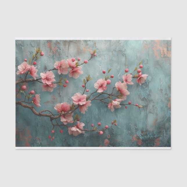 Papel De Seda Cherry Blossoms com fundo russo (Frente )