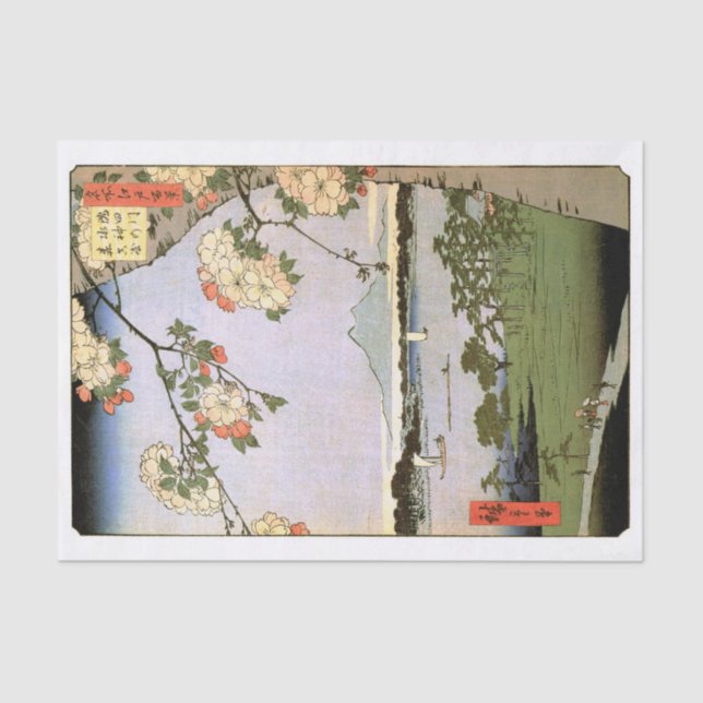 Papel De Seda Cherry Blossoms de Edo, Hiroshige (Frente )