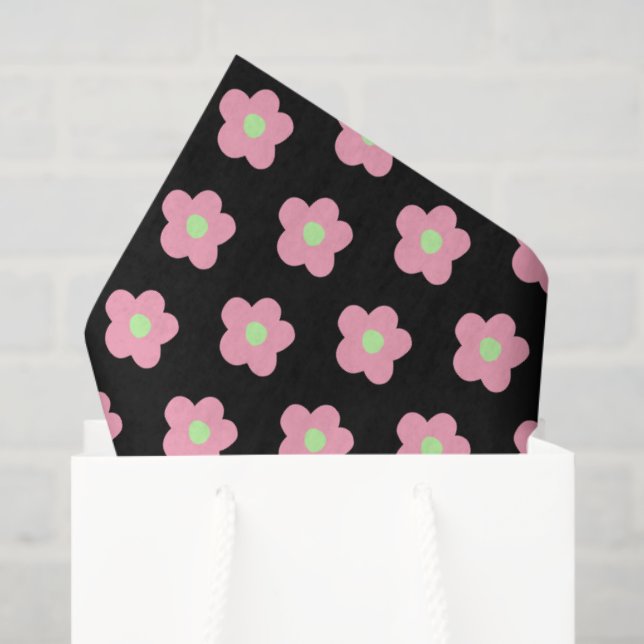 Papel De Seda Cherry Blossoms em Preto (Sacola de presentes)