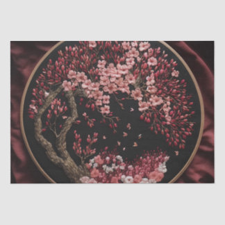 Papel De Seda Cherry Blossoms Embroiderado Vintage Wrappi