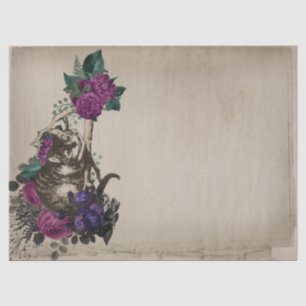 Papel De Seda Cheshire Cat e Purple Floral Alice no País das Mar