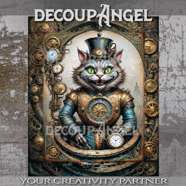 Papel De Seda Cheshire Cat em Steampunk Wonderland Decoupage