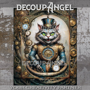 Papel De Seda Cheshire Cat em Steampunk Wonderland Decoupage