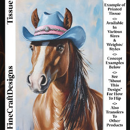 Papel De Seda Chestnut Horse, Blue Pink Cowboy Hat CS8 - Desapar