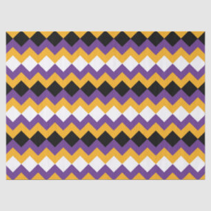 Papel De Seda Chevron amarelo, roxo, preto e branco