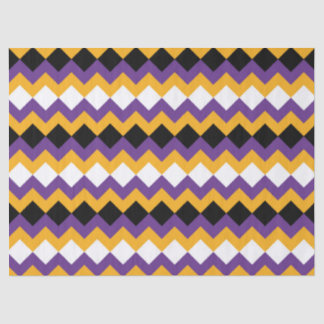 Papel De Seda Chevron amarelo, roxo, preto e branco