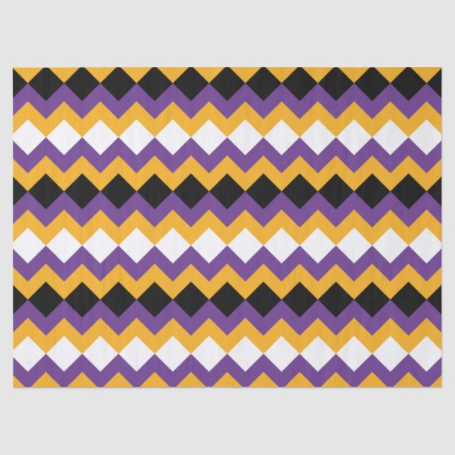 Papel De Seda Chevron amarelo, roxo, preto e branco (Frente )