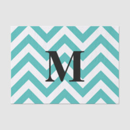 Papel De Seda Chevron azul com monograma