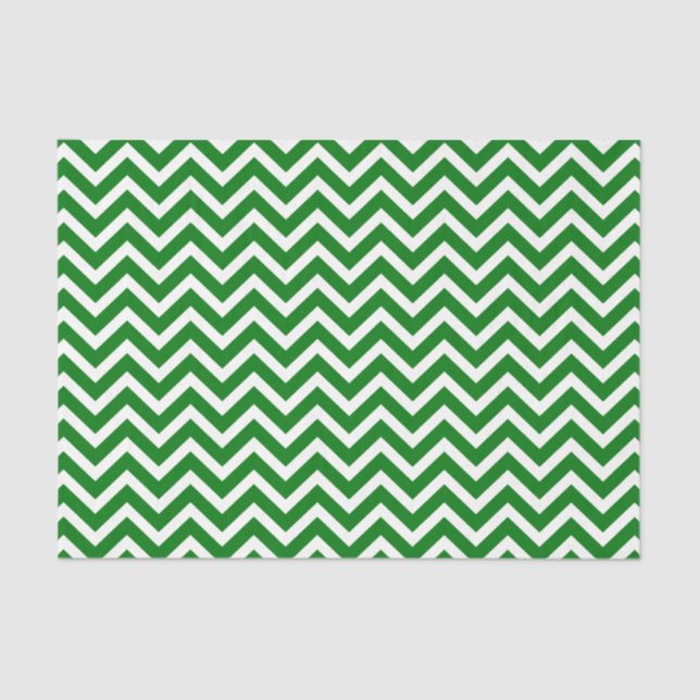 Papel De Seda Chevron branco e verde natalino ZigZag (Frente )