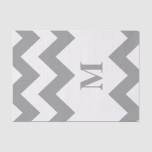 Papel De Seda Chevron corajoso cinzento com monograma