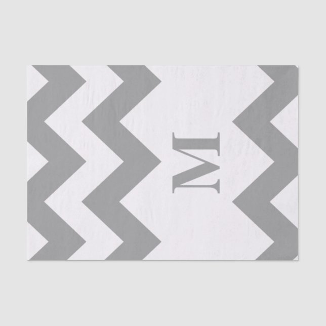 Papel De Seda Chevron corajoso cinzento com monograma (Frente )