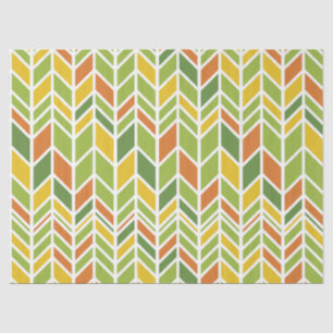 Papel De Seda Chevron Laranja e Verde Retroativo Zig-Zag