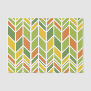 Papel De Seda Chevron Laranja e Verde Retroativo Zig-Zag