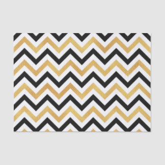 Papel De Seda Chevron Preto e Dourado
