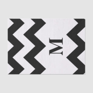 Papel De Seda Chevron Preto Negrito com monograma