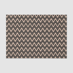 Papel De Seda Chevron Zigzag Preto Sobre Fundo De Tan