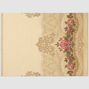 Papel De Seda Chic Art Nouveau, Dourado e rosa,