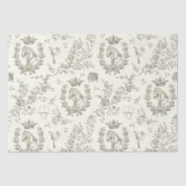 Papel De Seda Chic Beige Equestrian Toile Clássico Elegante