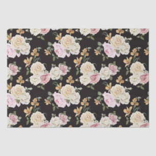 Papel De Seda Chic Black com Buquês Florais