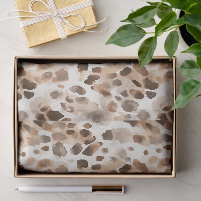 Papel De Seda Chic Cream Brown Leopard Animal Print Aniversário (Presente)