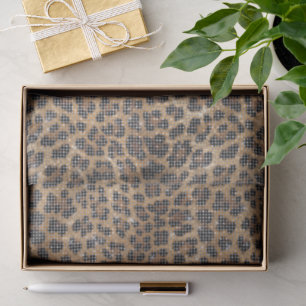 Papel De Seda Chic Creme Marrom Leopardo Estampa Animal Brilho
