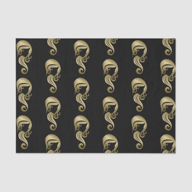 Papel De Seda Chic Elegante Dourada Beauty Hair & Makeup Salon (Frente )