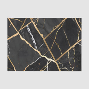 Papel De Seda Chic Elegante negro ouro amarelo Faux Marble
