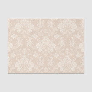 Papel De Seda Chic Floral Romântico Damasco-Creme