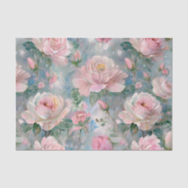 Papel De Seda Chic Floral Vintage Rosa Desbotada