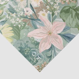 Papel De Seda Chic Floral Watercolor & Monogram Wedding